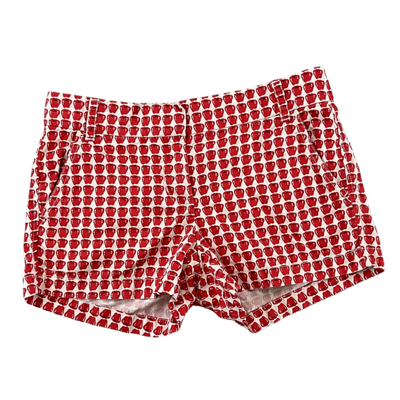 J.Crew Pants - Women's J.Crew Shorts Size 2 Red & White Apple Print